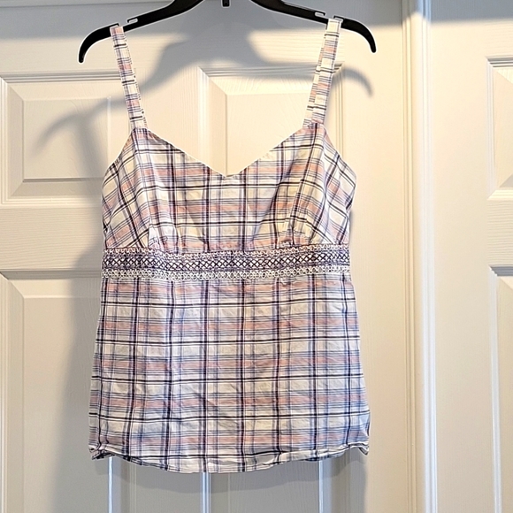 Ann Taylor Tops - Ann Taylor Loft Tank Top Plaid w/ Embroidery